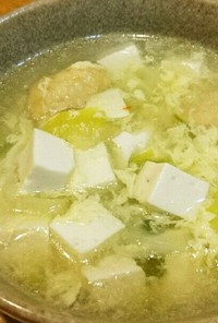 鶏団子とネギのたまご中華スープ