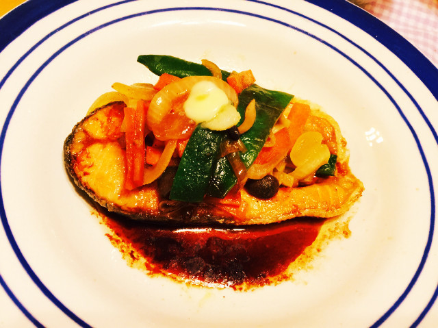 鮭のバター醤油焼き 野菜のせの画像