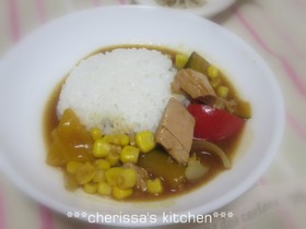 シーチキンとパプリカのスープカレー
