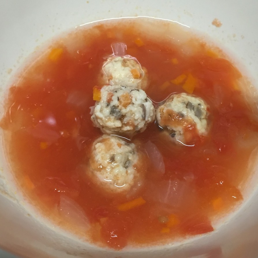 離乳食後期 ミニ鶏団子のトマトスープの画像