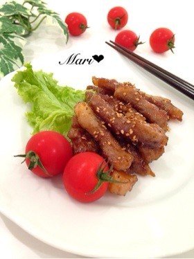 やみつき!厚切り豚肩ロース甘辛スティック