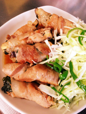 茄子と大葉の肉巻き☆梅うめぇソース