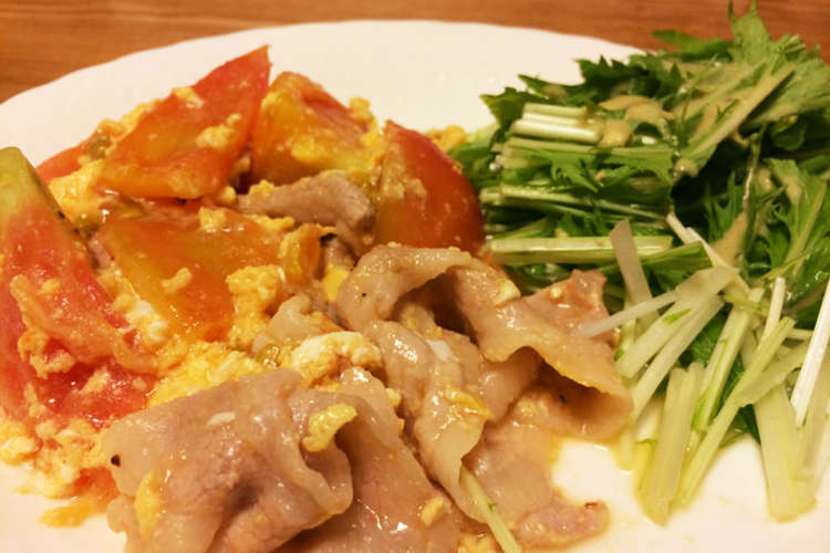 簡単おかず 豚肉トマトの卵炒め レシピ 作り方 By Ochoa クックパッド
