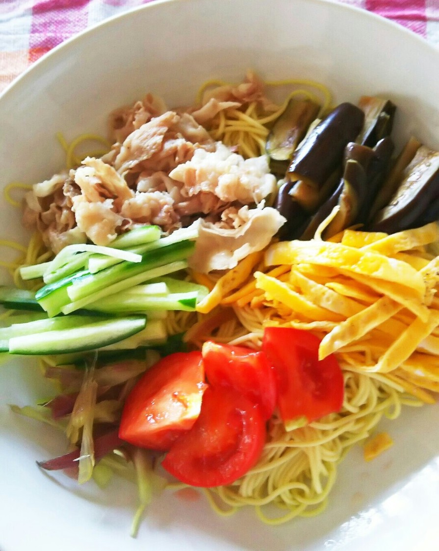 栄養価UP☆豚バラ&茄子の冷やし中華の画像