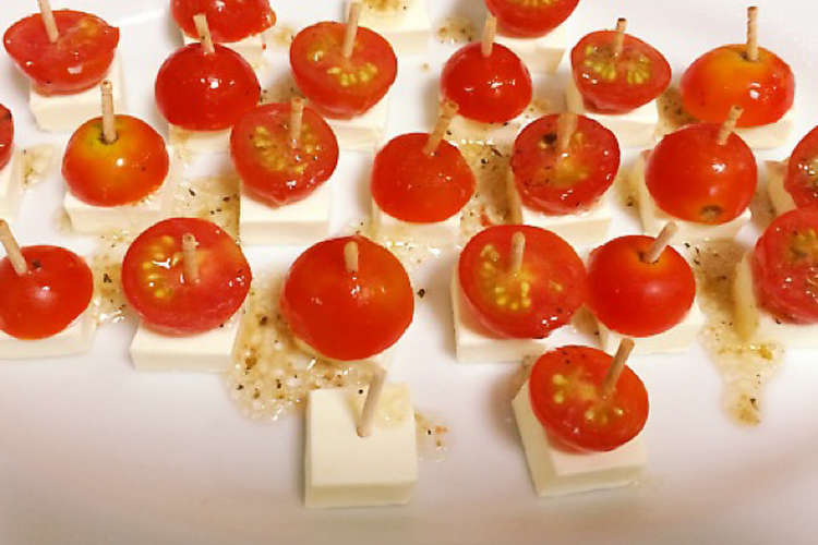 簡単！節約！トマトとチーズのピンチョス レシピ・作り方 by puchieey 【クックパッド】 簡単おいしいみんなのレシピが367万品