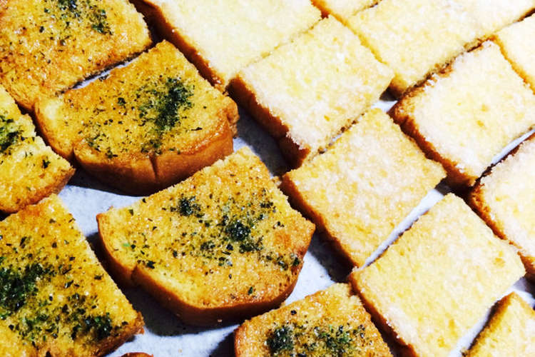 簡単 食パンでラスク ガーリックラスク レシピ 作り方 By Koro クックパッド 簡単おいしいみんなのレシピが352万品