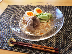 そうめんで!冷やしピリ辛冷麺!