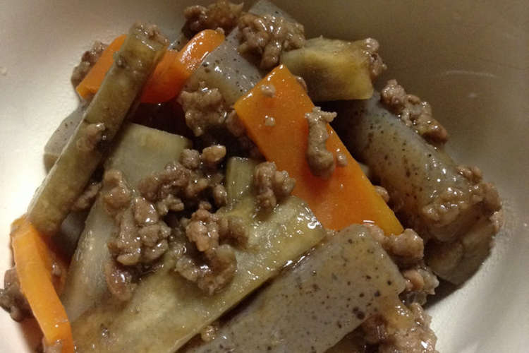 ごぼうとこんにゃくのそぼろ煮 レシピ 作り方 By あっちゃんmam クックパッド 簡単おいしいみんなのレシピが355万品