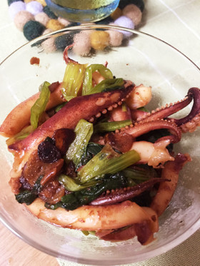 するめいかと小松菜にんにくバター醤油炒め