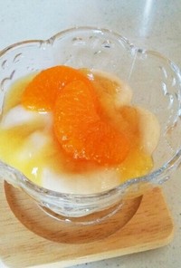 豆腐白玉のオレンジジュレソース