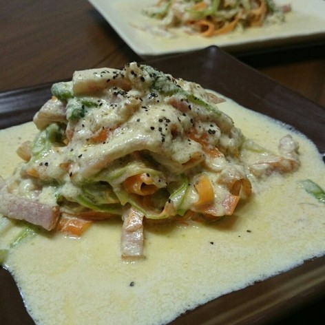 ヘルシー★ベジ麺パスタ  カルボナーラ