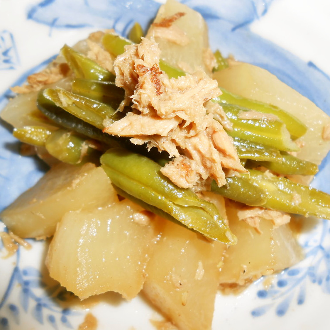 いんげん豆と大根のツナの煮物