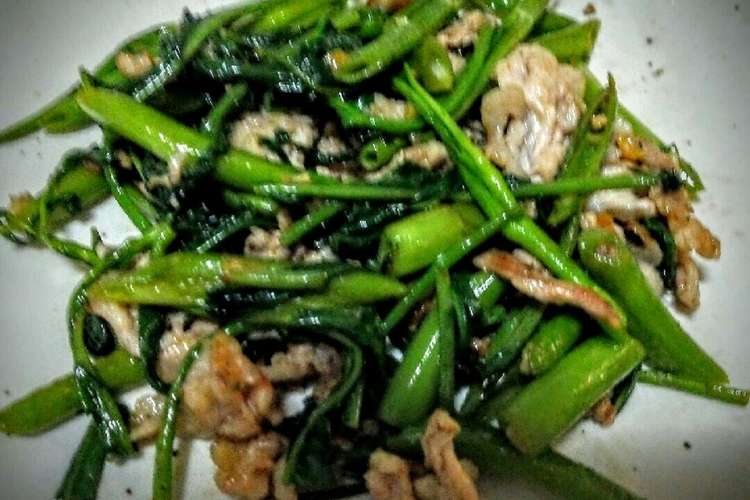 空心菜 エン菜 と豚肉の塩レモン炒め レシピ 作り方 By 魚先輩 魚センパイ クックパッド 簡単おいしいみんなのレシピが357万品