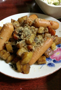 角切り野菜とウインナー炒め　カレー風味