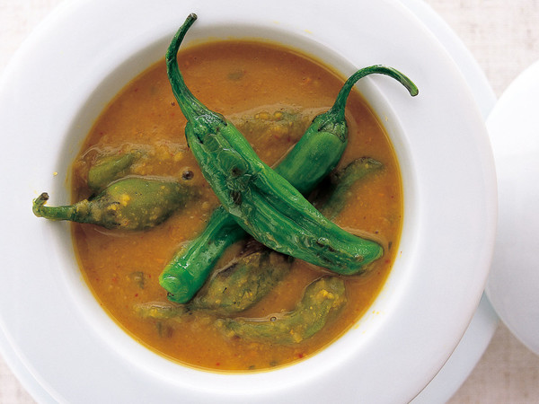 しし唐と大福豆のスープカレー