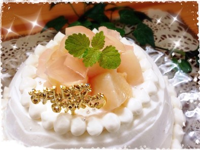 ♥桃のレアチーズケーキ♥の写真