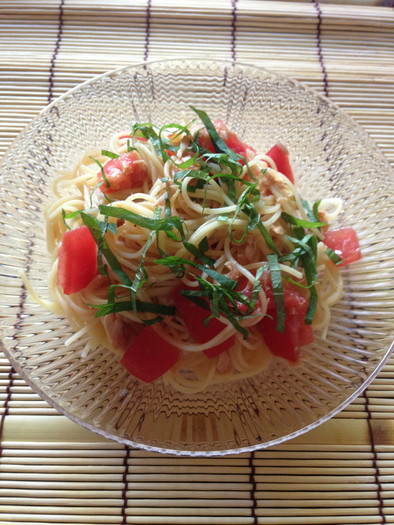 超簡単‼  トマトとツナの和風冷製パスタの写真