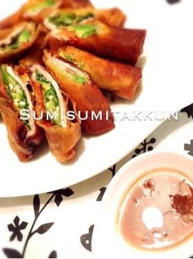 夏野菜と豚肉のタイ風春巻き☆の画像