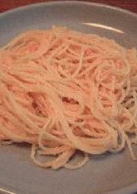 目標：7分　めんたいことパルメザンのスパゲティ