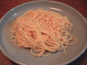 目標:7分 めんたいことパルメザンのスパゲティ