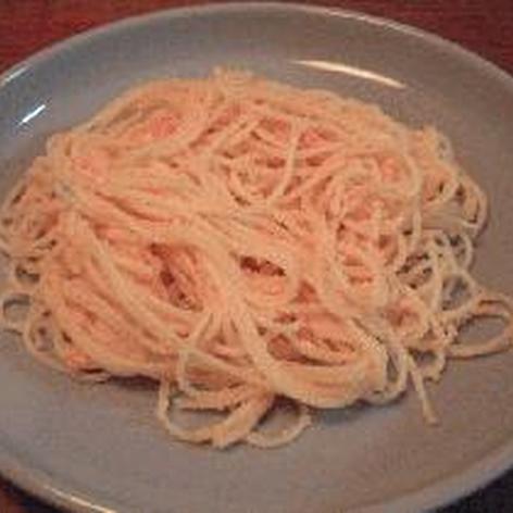 目標：7分　めんたいことパルメザンのスパゲティ