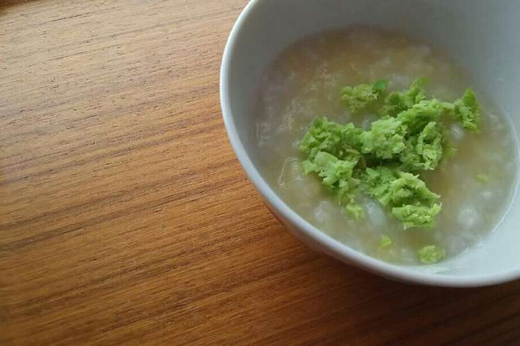 覚書 離乳食中期 枝豆のっけがゆ レシピ 作り方 By Minash クックパッド 簡単おいしいみんなのレシピが376万品