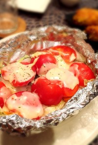 白身魚と丸ごとトマトのホイル焼き
