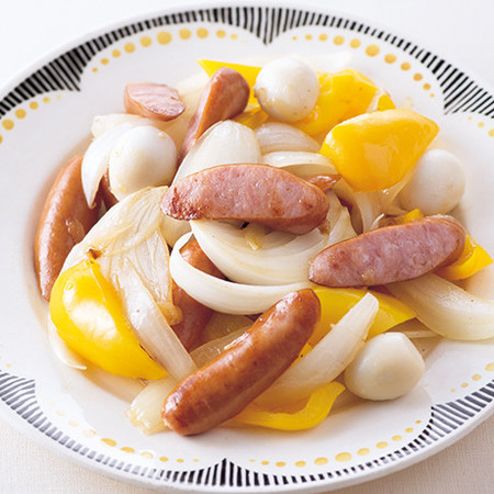 ソーセージとパプリカの甘酢炒め