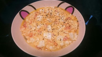 トマトと卵と豆腐ソテーの写真