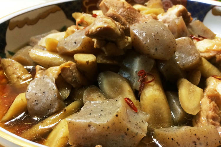 圧力鍋で鶏肉 ごぼう こんにゃくの煮物 レシピ 作り方 By あめや クックパッド