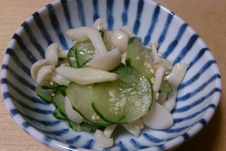 ホワイトブナピーときゅうりの酢の物 レシピ 作り方 By ぼーずの母ちゃん クックパッド 簡単おいしいみんなのレシピが376万品