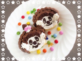 市販のロールケーキで簡単モンチッチケーキ