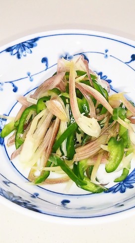 ご飯に良く合う!茗荷とピーマンの塩もみ♪