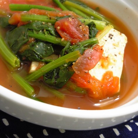 簡単☆豆腐とほうれん草のトマトスープ