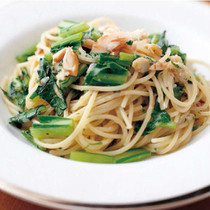 あじの干物と青菜のスパゲッティーニ