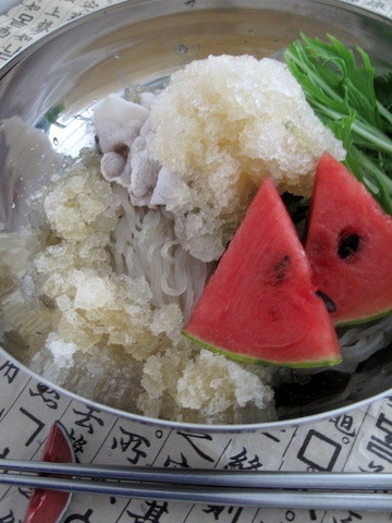 ヒンヤリかき氷風冷麺の画像