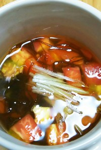 トマトともずくの簡単冷製スープ