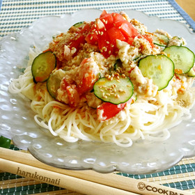 くずし豆腐とツナのぶっかけ素麺