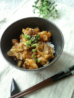 節約*豚こま肉甘酢スタミナ丼