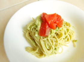 夏に☆アボカド&サーモンの冷製パスタ