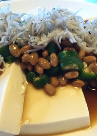 豆腐のオクラ納豆のせ