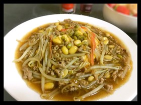 スパイシーそぼろあんかけ飯【簡単、節約】