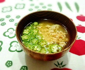 納豆とオクラのトロトロ味噌汁♪