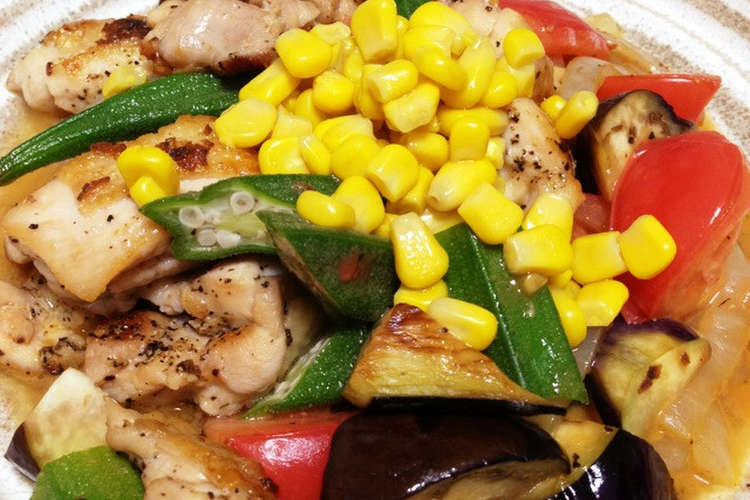 鶏モモと夏野菜炒め ふわっと生姜風味 レシピ 作り方 By 今日は何たべよ クックパッド 簡単おいしいみんなのレシピが360万品