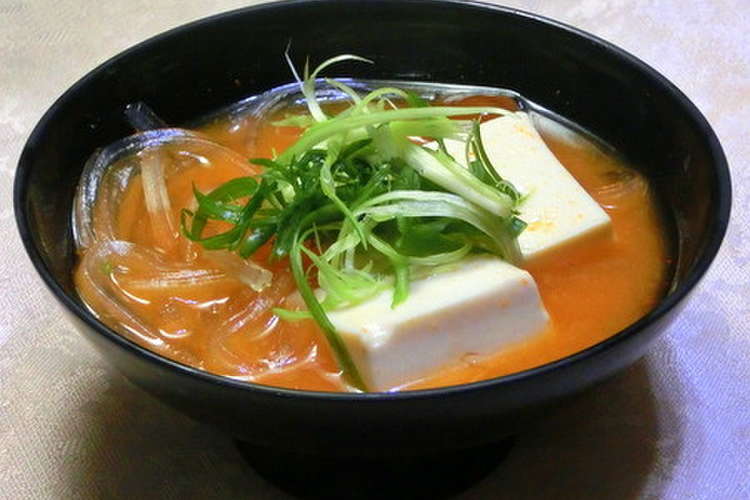 豆腐とくずきりのチゲ レシピ 作り方 By きりまりママ クックパッド