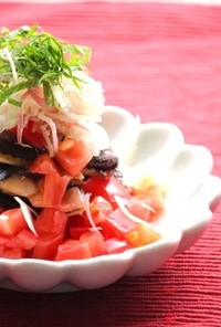 秋刀魚と椎茸とたたきトマト