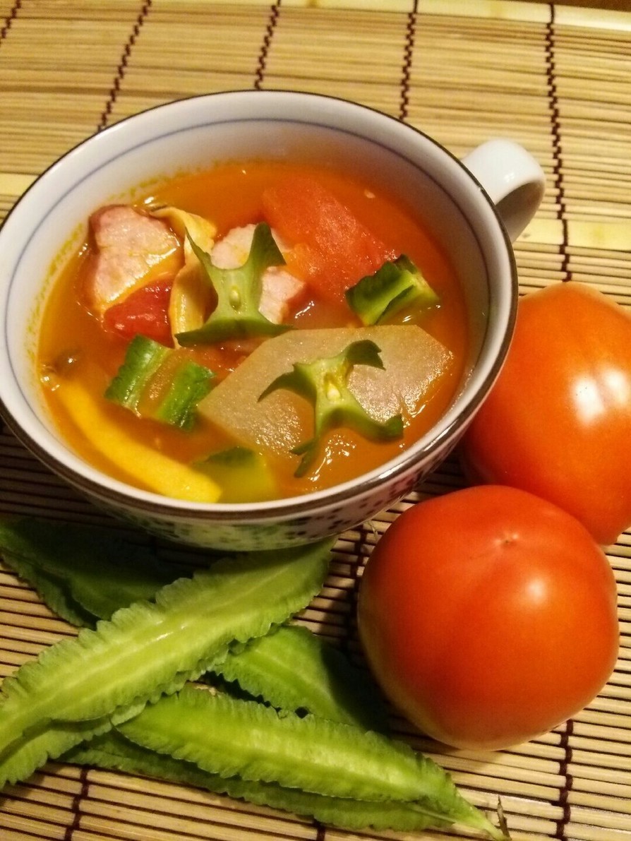 夕顔・トマト・四角豆のコンソメスープ♪の画像