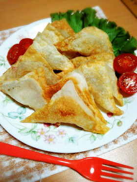*もやしのワンタン包み揚げ*