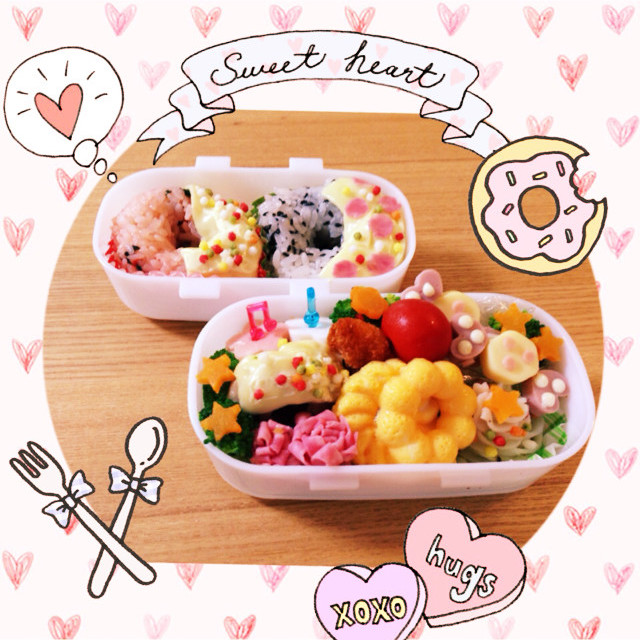 可愛いお弁当簡単ドーナツおにぎりキャラ弁 レシピ 作り方 By きゃわいいチャチャ クックパッド 簡単おいしいみんなのレシピが350万品