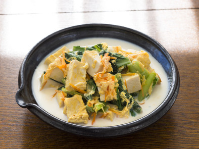 高野豆腐のミルク卵とじの写真
